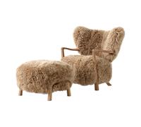&Tradition Butaca Lounge Wulff Lounge Chair ATD2 incl. puf ATD3 Roble tratado-Sheepskin honey