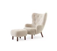 &Tradition Butaca Petra VB3 High incl. pouf ATD1 Nogal aceitado-Sheepskin Moonlight
