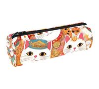 Tradition Maneki Neko Cats - Estuche para lápices, monedero, cosméticos, maquillaje, para estudiantes, papelería, escuela, oficina, almacenamiento