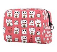 Tradition Maneki Neko Cats - Neceser para mujer, neceser de viaje, bolsa organizadora de maquillaje grande con cremallera, multicolor, 18.5x7.5x13cm/7.3x3x5.1in, Neceser