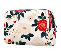 Tradition - Neceser de viaje con diseño de peonía rosa y blanca para mujer, bolsa organizadora de maquillaje grande con cremallera, multicolor, 18.5x7.5x13cm/7.3x3x5.1in, Neceser