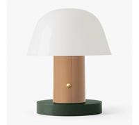 &TRADITION Setago JH27 lámpara de mesa recargable, piel/verde