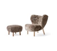 &Tradition Sillón Little Petra VB1 incl. puf ATD1 Roble tratado blanco- Sahara