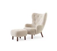 &Tradition Sillón Petra VB3 High incl. pouf ATD1 Nogal aceitado-Sheepskin Moonlight
