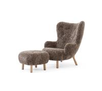 &Tradition Sillón Petra VB3 High incl. pouf ATD1 Roble aceitado-Sheepskin Sahara
