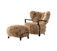 &Tradition Sillón Wulff Lounge Chair ATD2 incl. puf ATD3 Nogal tratado-Sheepskin honey