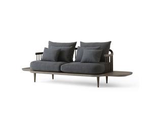 &Tradition Sofá Fly SC3 Tela hot madison 093 gris oscuro. humobase de roble aceitado y mesa auxiliar