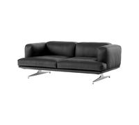 &Tradition Sofá Inland AV22 2 plazas Cuero negro Noble-polished alu