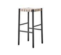 &Tradition Taburete bar Betty TK8 Black. asiento de banda de lino trenzada natural