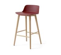 Taburete de Bar Rely HW118 con Respaldo Bajo en Roble Lacado/ Granate