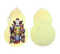 Traditional Charm Card - Metal Good Luck, Tai SUI Protection | Chinese Astrology Ornament, Spiritual Prosperity Fortune Keepsake with Portable Gold Plated Finish Design