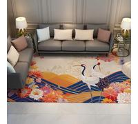 Traditional Chinese 160x200cm Art Alfombra vintage Alfombrilla Crane Mountain Range and floral Patterns antideslizante Tapete lavable Foldable pelo corto Lightweight Floor for salon dormitorio