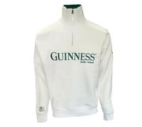 Traditional Craft Sudadera con cremallera Guinness color crema, ropa de uso diario irlandesa para hombre, Blanco, Large