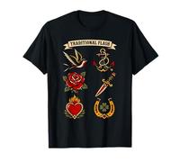 Traditional Flash Sheet Swallow Anchor Rose Old School Ink Camiseta