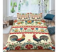 Traditional Folk Art Funda Edredon Juego de Ropa de Cama de 3 Piezas Impresión 3D Cierre de Traditional Folk Arte Funda de Edredón Funda de Almohada a Juego for Adolescentes Double（200x200cm）