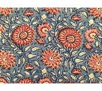 Traditional Jaipur Algodón con estampado de flores de The Yard, bufanda, paño de tela con estampado indio para vestido de verano, cojín, funda de sofá (5 Yards)