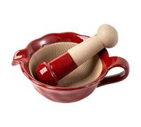 Traditional Japanese Cerámica Mortar Bowl & Plaga Grinder Set | Ergonómico ceramic garlic crusher and grinder bowl set featuring microwave and dishwasher-safe construction