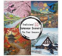 Traditional Japanese Scenery: The Four Seasons: Coloring Book for Adults