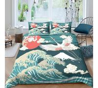 traditional ukiyo-e style Funda de Edredón Microfibra Suave 3 Piezas Compuesto Estampado 3D traditional ukiyo-e estilo Funda Edredon con Fundas de Almohada Transpirable for familia King（220x240cm）