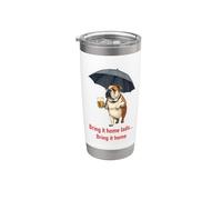 Tráelo a casa muchachos bulldog británico bebiendo cerveza Vaso térmico de acero inoxidable de doble pared