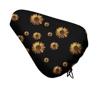 Traer Patrón Floral de Girasol Funda Sillin Bicicleta, Cubre Cojín del Asiento de Bicicleta Impermeable, Funda Antipolvo Protector para Cojines, Elástico Cubierta de Asiento (Negro,1 Pieza)