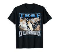TRAF Now Read That Backwards Funny Cat Meme Bootleg Gráfico Camiseta