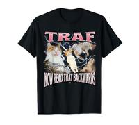 TRAF Now Read That Backwards Funny Cat Meme Bootleg Gráfico Camiseta