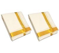 TRAFAART Paquete De 2 Dhoti De Algodón Puro para Hombres Vestido Tradicional Veshti Mundu del Sur De La India Lungi para Hombres