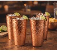 TRAFAART Vasos De Agua De Cobre Martillado Estilo Ayurveda Vasos De Cobre Para Beber Para Uso Diario Paquete De 4 Vasos