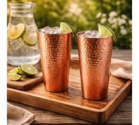TRAFAART Vasos De Agua De Cobre Martillado Estilo Ayurveda Vasos De Cobre Para Beber Para Uso Diario Paquete De 2 Vasos