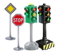 Traffic Lights For Kids - Road Light Safety Traffic Maker Crosswalk Signal Model Toy, Small Tra-ffic Light Signs with Lights & Sounds, Educational Playset Toy