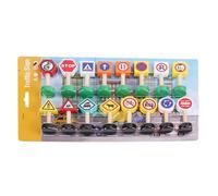 Traffic Road Signs Playset, Letrero de tráfico de la calle Toy - 16x Juguete de semáforo en carretera para niños | Juego de aprendizaje temprano, bloques de señales de cruce de peatones, juego de segu