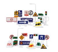 Traffic Sign Toys - Señales de tráfico de carreteras | Wooden Street Sign, Train Truckaffiс Signs Set with Signal Lights and Poles for DIY Toy Train Scenes and Railroad Accessories, Accessory Set
