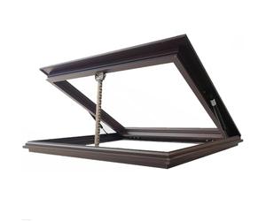 Tragaluz ajustable con película de protección solar y guantes, ventana de techo plana/inclinada, doble escotilla de vidrio templado para sótano, marrón, 95 x 55 cm / 37.4x21.7in