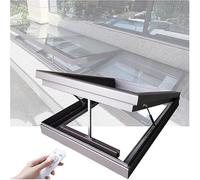 Tragaluz de techo personalizable, doble salida emergencia | Iluminación de ventana de pozo, sensor de lluvia eléctrico con marco de aluminio, todo uno(40x40cm)