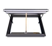 Tragaluz de ventilación, ventana de aluminio para techo, ventana de techo transparente, puerta de sótano eléctrica con control remoto y sensor de lluvia para ático/solárium (largo x ancho 85 x 60 cm)