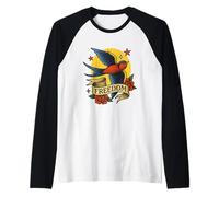 Tragar Libertad Vieja Escuela Vintage Tatuaje Diseño Camiseta Manga Raglan