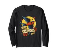 Tragar Libertad Vieja Escuela Vintage Tatuaje Diseño Manga Larga