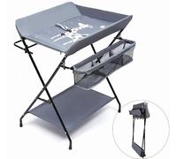 Tragba - Cambiador plegable para bebé, cambiador plegable, para cambiar pañales, bañera móvil, cambiador, altura ajustable, plegable, color gris