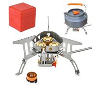 Tragbarer Campingkocher Aus Edelstahl & Aluminium - Windgeschützter Outdoor-Herd | Faltbarer Gaskocher Für Trekking & Grillen, Kompakter Picknickkocher Mit Aufbewahrungsbox, 510g Leichtgewicht