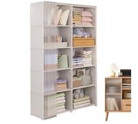 Tragbarer Kleiderschrank 40x28x155 cm - Garderobenständer aus Stahl und Vliesstoff | Lagerregal mit 5 Schichten | Staubdichter Kleiderständer für Schlafzimmer Wohnung Wohnheim | Faltbarer für Kleidung
