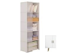 Tragbarer Kleiderschrank 40x28x155 cm - Garderobenständer aus Stahl und Vliesstoff | Lagerregal mit 5 Schichten | Staubdichter Kleiderständer für Schlafzimmer Wohnung Wohnheim | Faltbarer für Kleidung