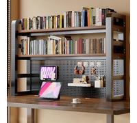 TRAGLO Estantería de Escritorio de 3 Niveles, Estante Escritorio con Tablero Perforado y Travesaños Reforzados, Organizador de Escritorio para Estudio, Oficina en Casa(Blanco,118cm(46.4in))
