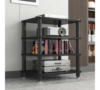 TRAGLO Soporte HiFi, Estante de Audio de 2/3/4 Niveles con Esquinas Redondeadas, Mueble Equipo HiFi, Reproductor de CD, Tocadiscos Y Receptor para El Hogar(Negro,4 Tier)