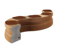 TRAGLO Taburete de Papel Kraft con Cojines, Sofá Plegable Moderno Tipo Acordeón, Taburete Portátil para Cambiarse los Zapatos en la Sala, Recámara o Estudio(Marrón/Café,200x37x42cm)