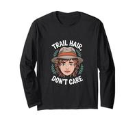 Trail Hair Don't Care - Cita divertida de senderismo para mujer Manga Larga