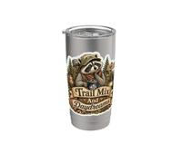 Trail Mix And Daydreams raccoon hiker snacks outdoorsy Vaso térmico de acero inoxidable de doble pared