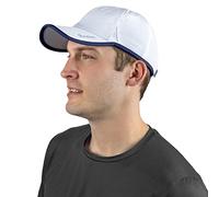 TrailHeads Sombrero de correr para hombre con protección UV, secado rápido, sombreros deportivos para hombre, sombreros UPF 50, sombreros de verano para hombre, Blanco/azul marino, talla única