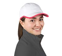 TrailHeads Sombreros de correr con protección UV para mujer, UPF 50+, sombreros de verano para mujer, gorra de béisbol, tenis, golf, gimnasio, entrenamiento, Blanco/Coral Brillante, Talla única