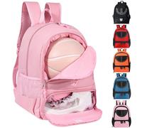 TRAILKICKER Mochila de baloncesto para hombre y mujer, compartimento para pelota y zapatos, 30 L, ligera, transpirable, niño y niña, fútbol, voleibol, deporte, viaje, escuela, gimnasio, rosa camuflaje